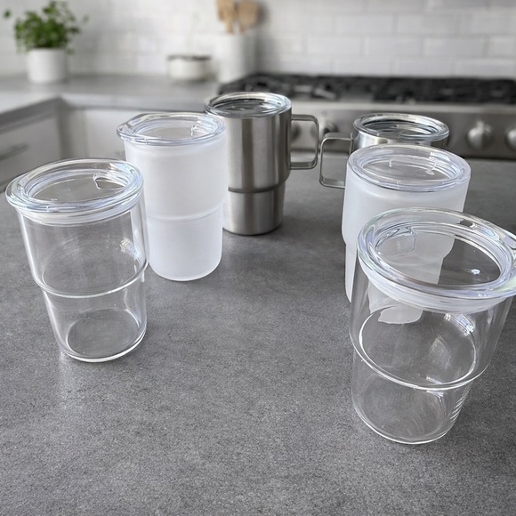 Other - Set of 6 Mini 3oz Tumbler Shot Glasses w/ Lids & Straws